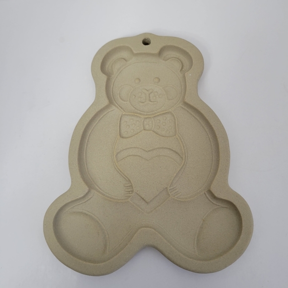 Vintage The Pampered Chef Clay Cookie Mold Teddy Bear 1991 Stoneware With Recipe - Picture 6 of 7